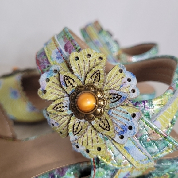 L'Artiste by Spring Step Vogeush Floral Leather Heeled Sandal - Size 36 (5.5/6) - Picture 8 of 16